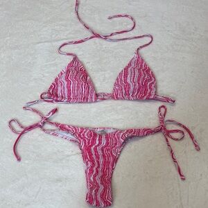 Pink and White Bikini Set